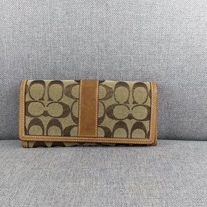 Coach Signature Tan Print Wallet